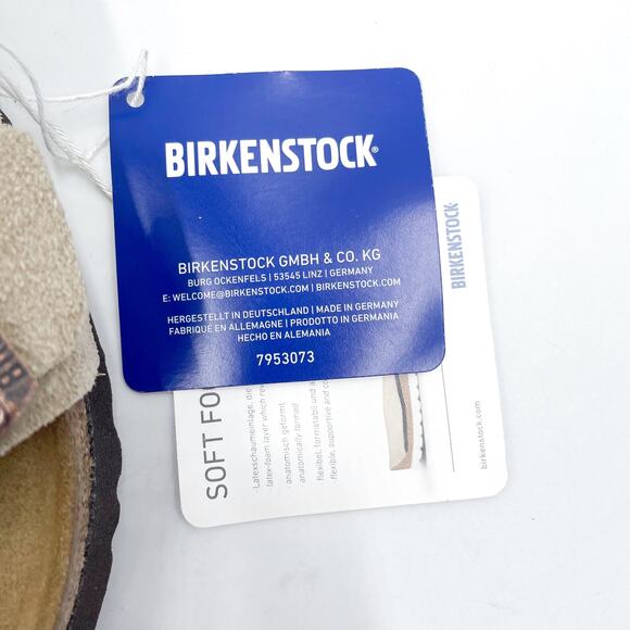 Birkenstock Arizona Sandals Taupe Leather Slides Sz 38 / 7 NARROW Women's - Picture 6 of 12